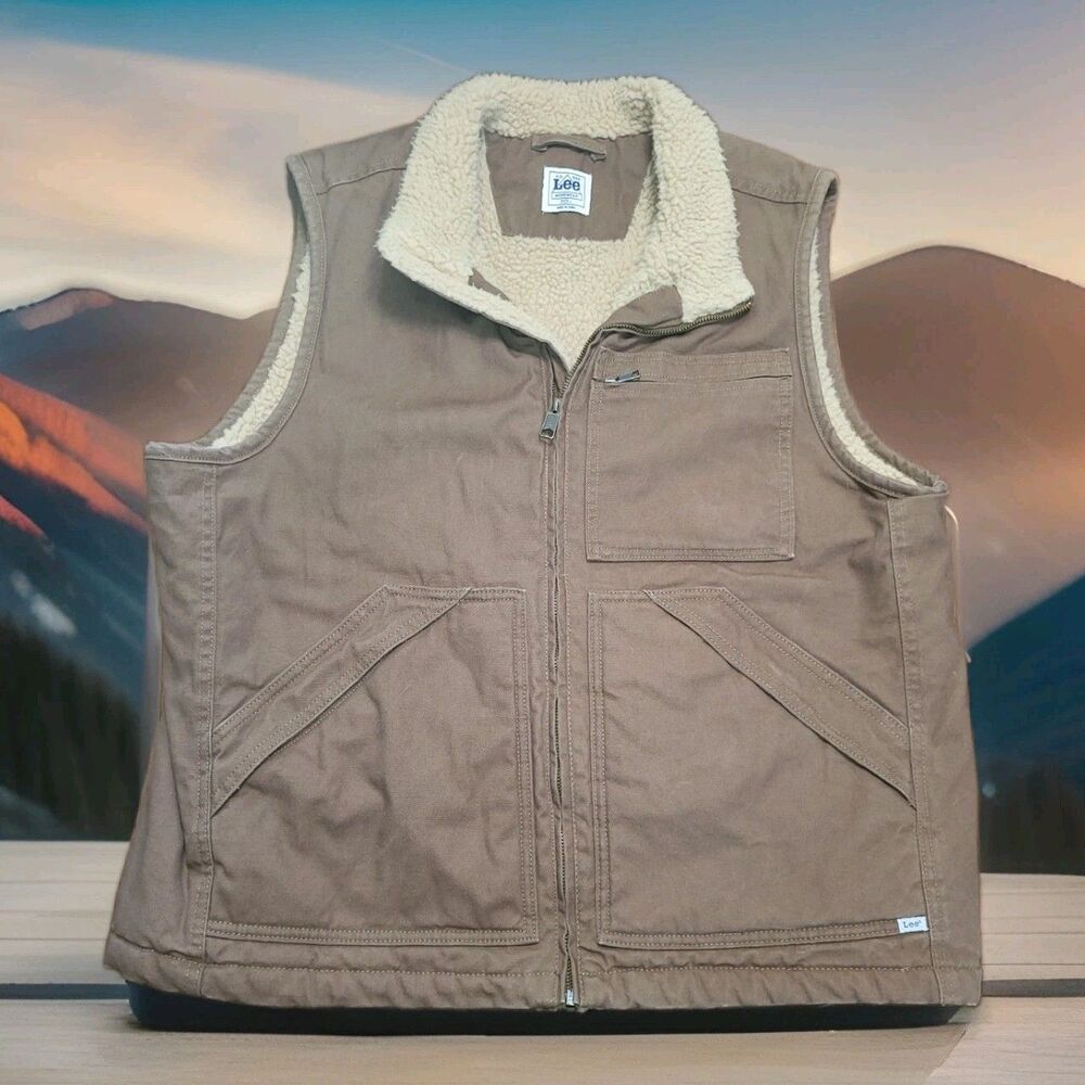 Lee Workwear Men’s Sherpa-Lined Canvas Utility Vest - Size L